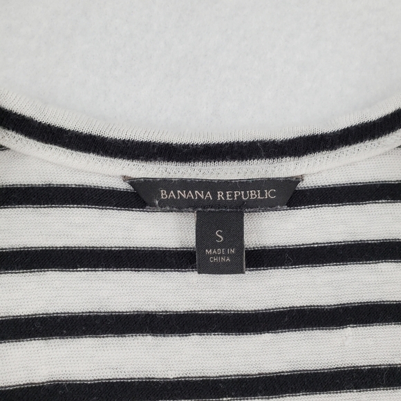 Banana Republic Dress Linen Blend Womens Size Small Striped Black White - Picture 4 of 9